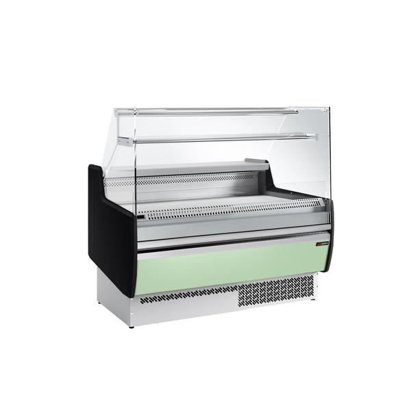 Koeltoonbank - 1310x953mm - 144 liter - front hellgroen - met 2 deuren - met 1 legroosters - rechte ruit