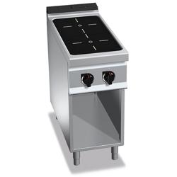 Cucina a induzione professionale - LORENZO 900 - 400x900x965mm - 10,0 kW - 2 zone a induzione - su vano aperto - alta potenza