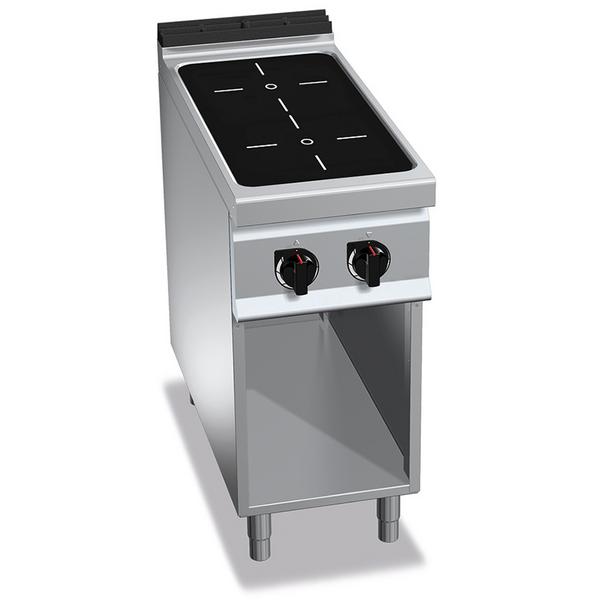 موقد تحريضي LORENZO 900 - 400x900x965mm - 10 kW - 2 مناطق طهي - خزانة قاعدة مفتوحة