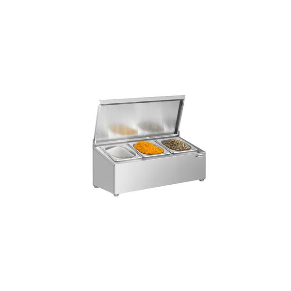 Caixa de Especiarias em aço inoxidável - 3x GN 1/6