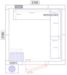 Koelcelstelling aluminium – rekkenset - L‑vorm - diepte: 360mm - draagvermogen: 600kg per niveau
