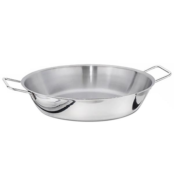 Poêle à Paella en Acier Inoxydable - Ø 400 mm - Hauteur : 80 mm - 10 L - Tous Feux Dont Induction