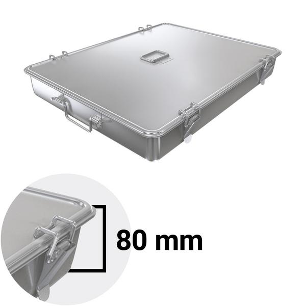 Braadpan - RVS - 21,6 liter - 600x450x80mm - incl. deksel - met spansluitingen - voor bakoven en combisteamer