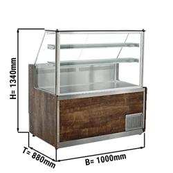 Serve Over Counter Service Line - 1000x880mm - LED lighting - granite worktop - wood-look front panel