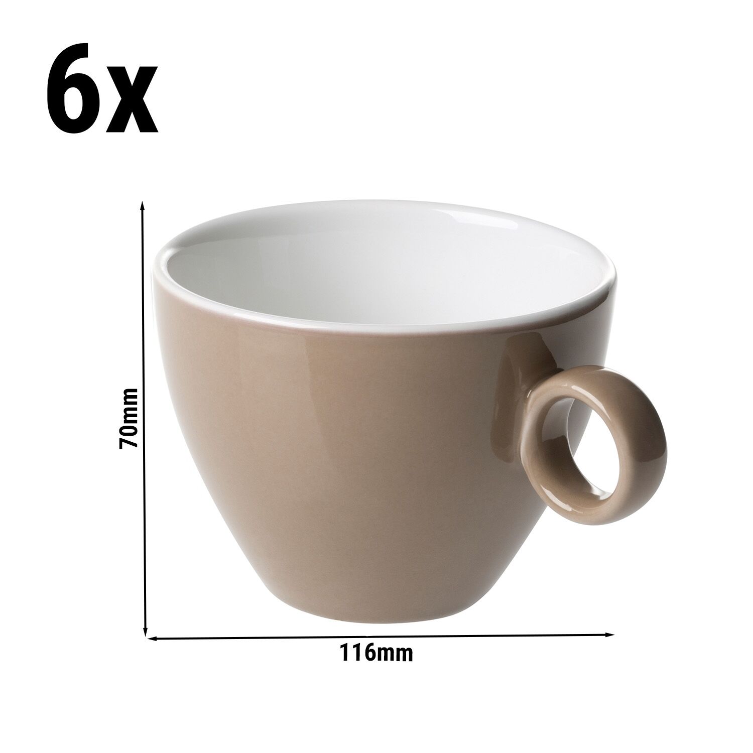 (6 pièces) BART COLOUR CAFE – Tasse à cappuccino – 230 ml – Marron
