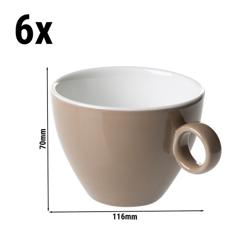 (6 pieces) Bart Colour Café Cappuccino Cup – Brown - 230 ml - 116 x 116 mm - Porcelain