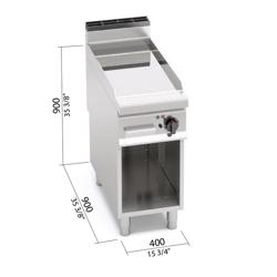 Fry Top Elettrico Professionale - piastra al cromo duro - 5,7 kW - Liscio - Superficie di cottura: 396x667mm - incl. sottotelaio