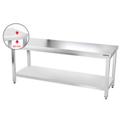 Edelstahl Arbeitstisch PREMIUM - 2000x800mm - mit Grundboden ohne Aufkantung