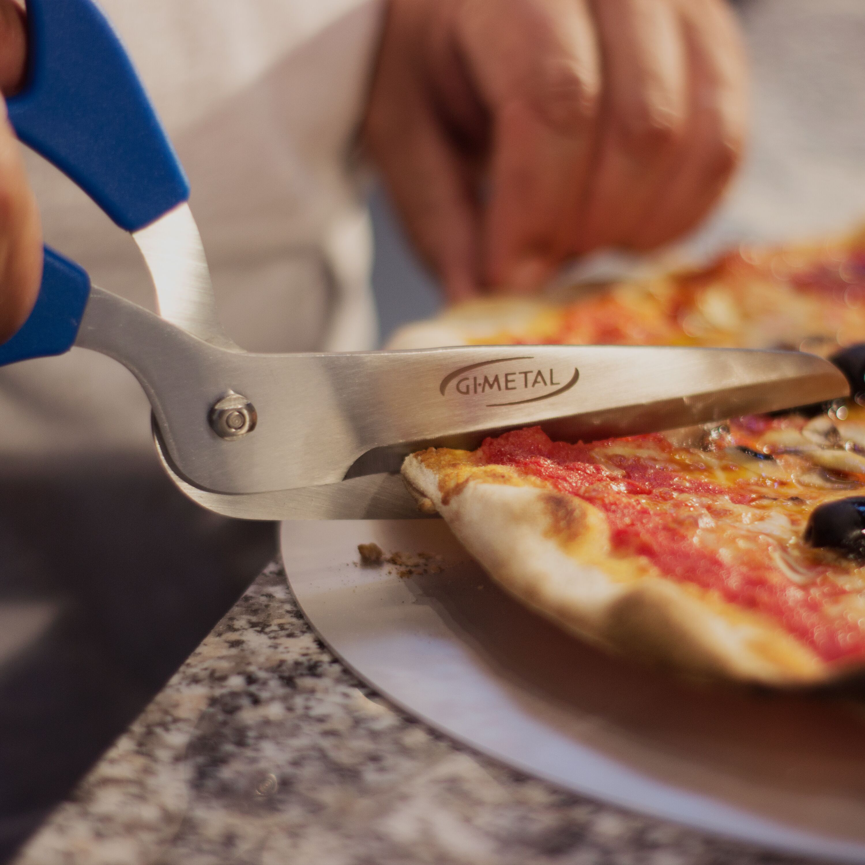 Ciseaux à pizza - 120 mm - inox - Bleu