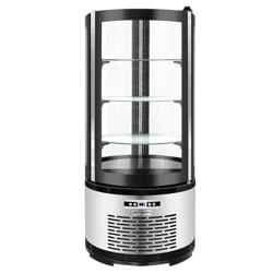 Vitrine réfrigérée 4 faces vitrées / Vitrine panoramique de table – 100 litres – 480 mm – 3 étagères – Noir