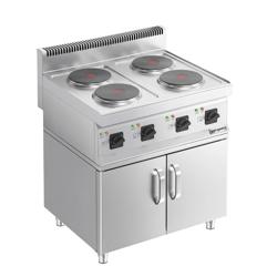 Fogão elétrico - 4 placas redondas (10,4 kW) incl. estrutura de base | Cozinha | Fogões Cozinha profissional | Forno