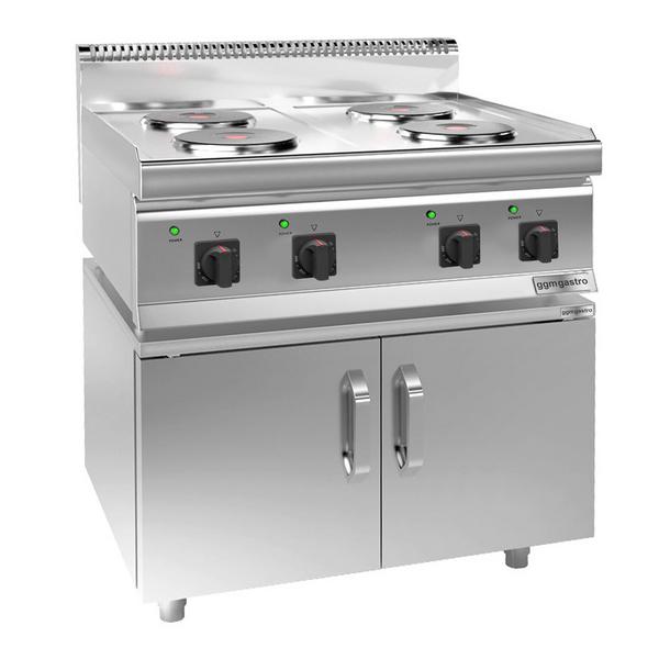 Elektroherd - 9,2 kW - 4 Platten Rund - inkl. Unterbau mit 2 Türen