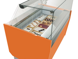 	Ice cream counter - Liam - 1560mm - with LED lighting - for 13 + 13 containers - orange