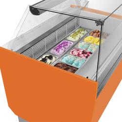 Ijsvitrine LIAM - 1310mm - Statisch - voor 10+10x 5 liter ijscontainers - Oranje
