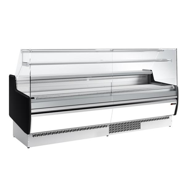 Koeltoonbank - 2560x953mm - 282 liter - kleur wit - front wit - met 4 deur(en) - met 1 legroosters - rechte ruit