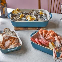 (3) STAUB| Ceramic Rectangular Baking Dish Set – Antique Turquoise - Enamelled