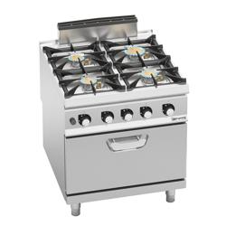 Gasfornuis - Paolo 900 - 800x900mm - 35,8 kW - 4 pits - incl. gas statische oven - 7,8 kW