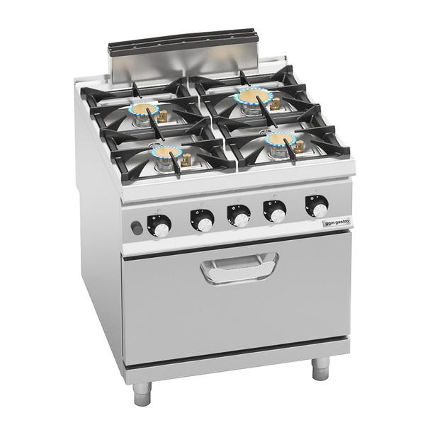 Gasfornuis - Paolo 900 - 800x900mm - 35,8 kW - 4 pits - incl. gas statische oven - 7,8 kW