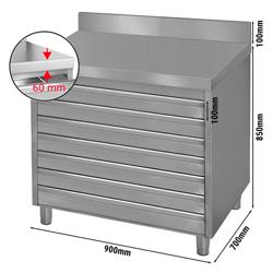 Szafka szufladowa ECO z 6 szufladami na kulki z ciasta do pizzy & panelem tylnym - 900x700mm