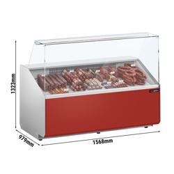 Banco gastronomia professionale ALMA - 1568x979mm - 324 L - Vetro dritto - Colore Grigio scuro - Pannello frontale Rosso RAL 3003