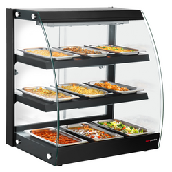 Warmhoudvitrine - 650mm - met 3 planken - Zwart