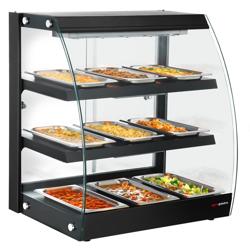 Warmhoudvitrine - 648mm - 1,16kW - 3 niveaus - zwart