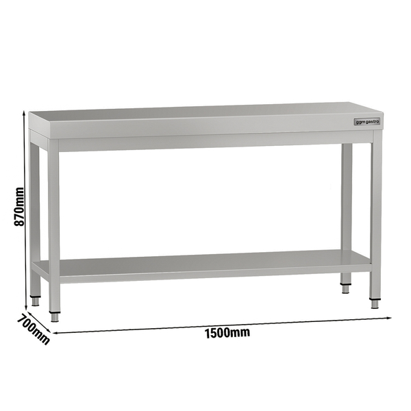 Paslanmaz Çelik Çalışma Tezgahı - ECO -1500x700mm - sırtsız alt raflı