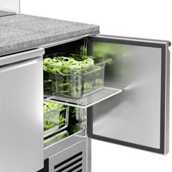 Saladette PREMIUM - 900mm - 2 deuren - met rechte glazen opzetvitrine voor 5x GN 1/6