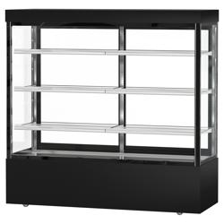 Vitrine à pâtisserie réfrigérée MADRID - 1200L - 1800mm - Double vitrage - avec 3 étagères en verre - portes coulissantes vitrées arrière - Noir mat