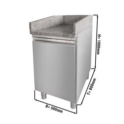 Stolik kasowy TORONTO stal nierdzewna & 1 drzwi - 500x800mm - Blat roboczy stal nierdzewna