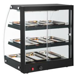 Vitrină caldă de banc - 648 mm - 1,16 kW - cu 3 rafturi - negru