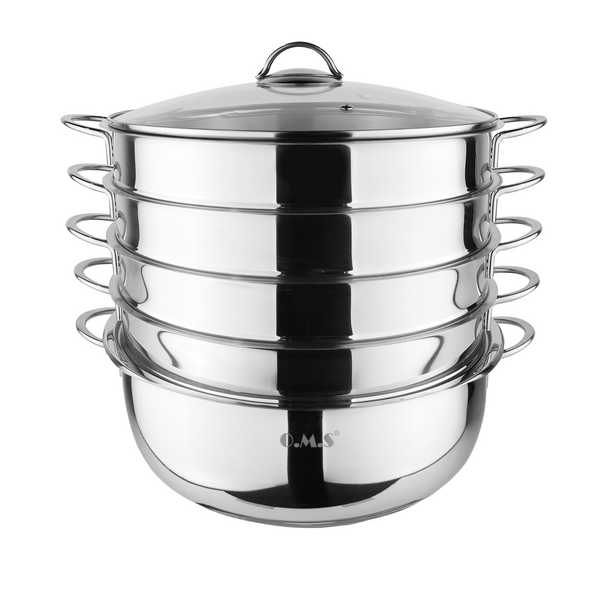 6 parçalı paslanmaz çelik buharlı pişirici | buharlı pişirici - Ø 280 mm - 5,8 litre