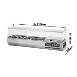 Vitrina de balcão refrigerada - 1,3 x 0,35 m - para 5x 1/4 recipientes GN