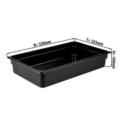 Recipiente GN em policarbonato 1/1 - preto - profundidade 100 mm