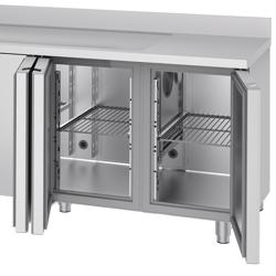 Koelwerkbank PREMIUM - 2360x700mm - 4 deuren, 1 spoelbak links & achterwand