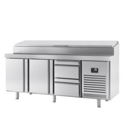 Saladetă - 1960x700 mm - 2 uși & 2 sertare - pentru 1x GN 1/2 & 9x GN 1/3 recipiente