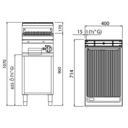 Gas lavasteengrill - 6,9kW - Gietijzeren grillrooster - Staand model - RVS