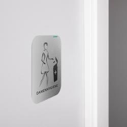 AIR-WOLF | Commercial door sign “Female hygiene” - Self-adhesive - Stainless steel