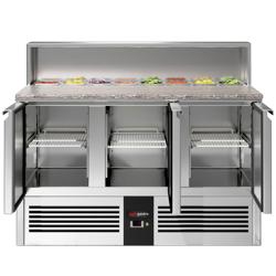 Saladette PREMIUM - 1368mm - 3 porte - con supporto in acciaio inox per 8x GN 1/6