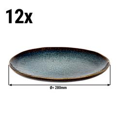 (12 pcs) ECCENTRIC | Plate - flat - Stoneware - Ø280mm - Petrol Blue