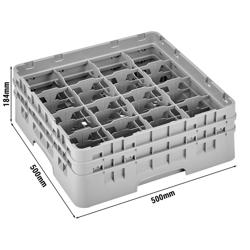 CAMBRO | CAMRACK® - Coș pentru spălat cești 1/1 - cu 16 compartimente - 500x500 mm - Gri