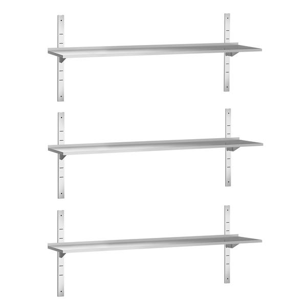 Raft de perete din oțel inoxidabil PREMIUM - 1800x400 mm - cu 3 polițe