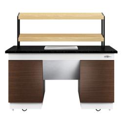 Bakery Display Counter DUBLIN - 1600mm - with 2 shelves - on castors - black granite worktop