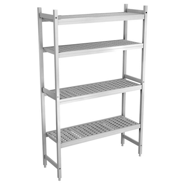 Aluminium/kunststof stelling - 1070x1800mm - Diepte: 360mm - met 4 schappen - Draagvermogen totaal: 600kg