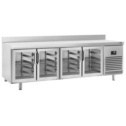 Koelwerkbank PREMIUM PLUS - 2452x600mm - 525 liter - met 4 glazen deur(en) - opstand