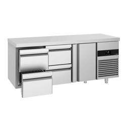 Tavolo refrigerato PREMIUM - 1865x700mm - Ventilata - 474 L - con 1 porta battente - con 4 cassetti