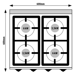 Gas stove - 19 kW - 4 burners