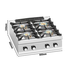 Gasfornuis tafelmodel - PAOLO 900 - 800x900mm - 28,0 kW - 4 pits - hoog vermogen
