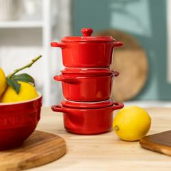 STAUB| Ceramic Mini Cocotte, Round – Cherry Red - Ø 100 mm - Oven & Dishwasher Safe