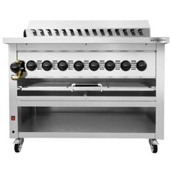 Grill gazowy - 36,20kW - 1120mm - Wolnostojący - 790mm głębokości - Ruszt na stałej wysokości - 8 strefy grzewcze - do kebabów Adana i szaszłyków - z mechanizmem obrotowym do 15 szpikulców